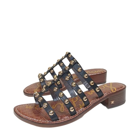 Sam Edelman Juniper Sandals Womens 11 Black Leather Strappy Studded Gladiator - Picture 1 of 5